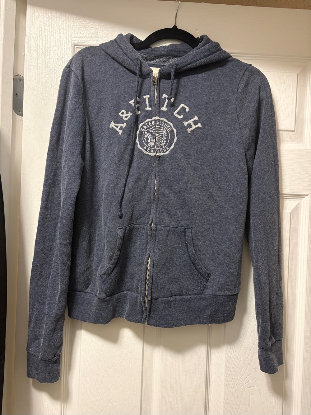 Abercrombie & Fitch Heathered Navy Zip Hoodie